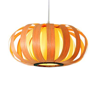 China Southeast Asia Simple Wood Chandelier Pendant Light Creative Wood Veneer Lighting Lantern for sale