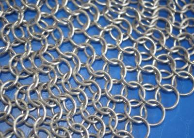 China Food Grade Stainless Steel Chainmail Scrubber For Cast Iron Cookware , Round Shape for sale