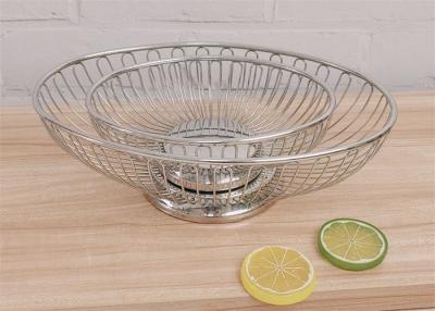 China 304 Stainless Steel Fruit Basket Bread Basket Round Oval Wire Produce Basket Te koop