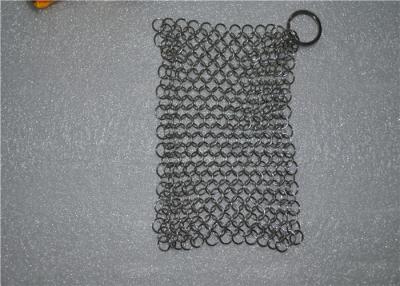 China 304 6*8 Inch Stainless Steel Chainmail Scrubber / Chainmail Cast Iron Scrubber for sale
