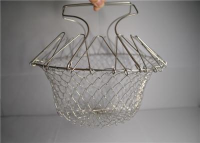 China Woven Stainless Steel Wire Basket , Heat Resistance Mesh Fryer Basket for sale