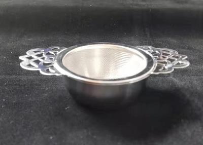 China Drip Bowl Lace Extra Fine Mesh Stainless Steel Tea Strainer Double Handled for sale