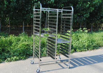 China SGS 1.2mm Stainless Steel Tray Rack Trolley With Heat Resisting Wheels for sale