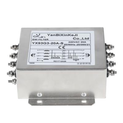 China 3 Phase 4 Wire EMI Filter 380V/520V Three Phase RFI Filter For Industrial Equipment for sale