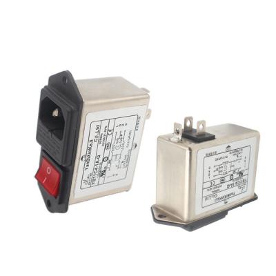 China IEC C14 Inlet EMI Filter Red Switch Power EMI Filter For Commercial Electrical Equipment for sale