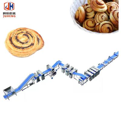 China Commercial High-Capacity Automatic Puff Pastry Production Line Cinnamon Roll Machine for sale