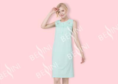 China Modest Ladies Sleeveless Nightgowns , Green Ladies Short Nightdresses Button Front for sale