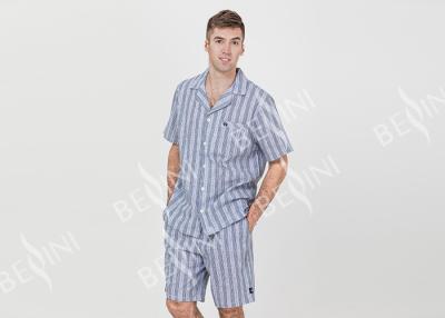 Chine Shorts teints de pyjamas tissés par vêtements de nuit de luxe de fil de toile du coton des anti hommes de Pilling à vendre