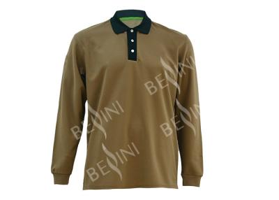 China Men'S 100% Polyester Custom Work Shirts Khaki Color American Size / Design for sale