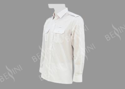 China White Custom Work Shirts With Epaulet Long Sleeve Australian Size Design for sale