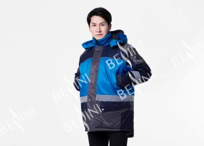China Reflective Tape Padded Winter Coat / Mens Warm Work Coats Blue And Navy for sale