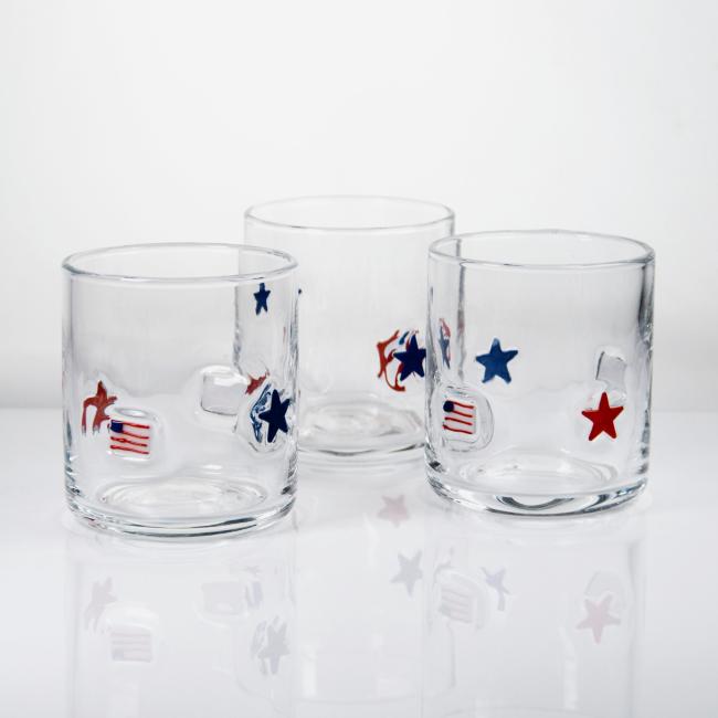 Patriotic barware set displayed in elegant setting