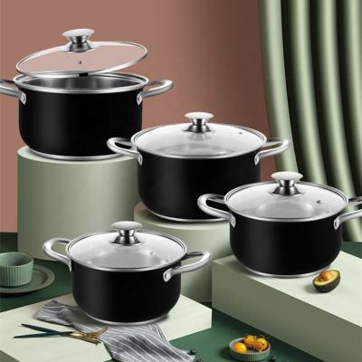 China Restaurants 5pcs Stainless Steel Straight Pot Quality Kitchenware and Cookware Set for sale