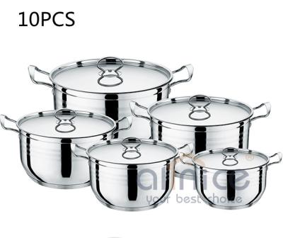China Soup Cooking Canteens Stainless Steel Cookware Set 10pcs Modern Design Style for sale