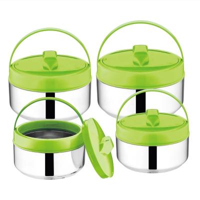China Handle Lunch Box School Office Bento 4pcs Stainless Steel Thermal Stock Pot Set for sale