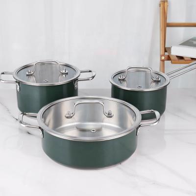 China Kitchen Set Stainless Steel Cookware Set  OEM ODM Color 3pcs for sale