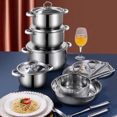 China Kitchen Stainless Steel Cookware Set 15pcs  SS410 Milk Soup Pot for sale