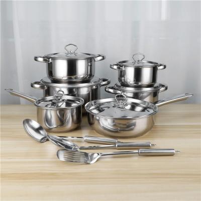 China Restaurants 410 Stainless Steel Pot Set 15pcs For Kitchen Cooking for sale