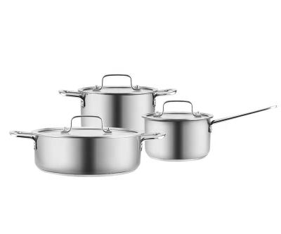 China Home Kitchen Stainless Steel Cookware Set 3pcs With Lid for sale