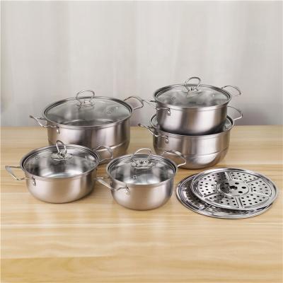 China Modern Desktop Stainless Steel Cookware Set 12pcs Food Soup Pot for sale