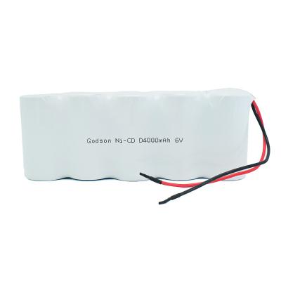 China Ni Cd Rechargeable Battery Pack D4000mAh 6.0V Cycle Life Batteries for sale
