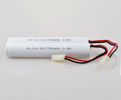 中国 NiCd 0.1Cの充電電池のパック3.6 V SC1700mAhライト細胞の重量 販売のため