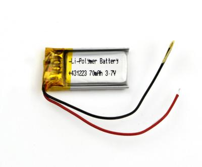 China célula de Ion Battery Emergency Light 70mAh 3.7V del litio 5g 431223 en venta