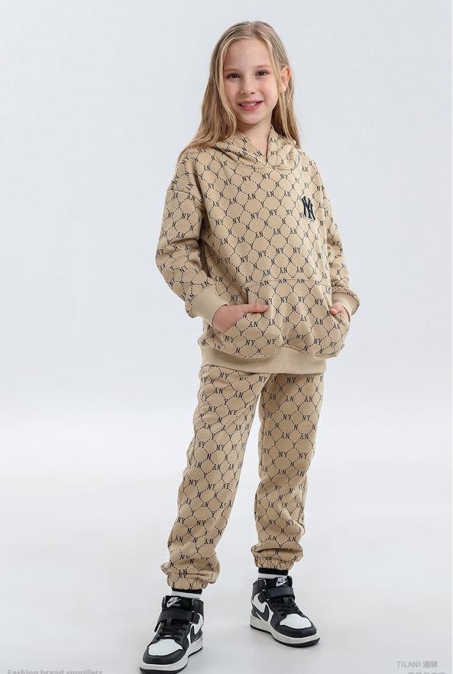 Wholesale Long Sleeve Sport T Shirt Pants Custom Kids Sweatshirts and Hoodies Kids Sweat Suits Toddler Boys and Girls Clothing Sets Cotton Ny Letter