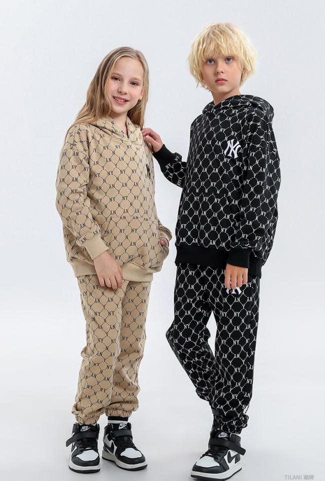 Wholesale Long Sleeve Sport T Shirt Pants Custom Kids Sweatshirts and Hoodies Kids Sweat Suits Toddler Boys and Girls Clothing Sets Cotton Ny Letter