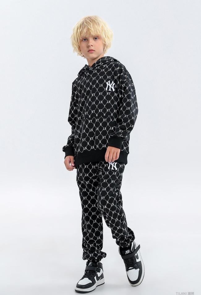 Wholesale Long Sleeve Sport T Shirt Pants Custom Kids Sweatshirts and Hoodies Kids Sweat Suits Toddler Boys and Girls Clothing Sets Cotton Ny Letter