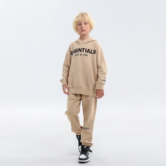 Wholesale Long Sleeve Sport T Shirt Pants Custom Kids Sweatshirts and Hoodies Kids Sweat Suits Toddler Boys and Girls Clothing Sets Cotton Ess Letter