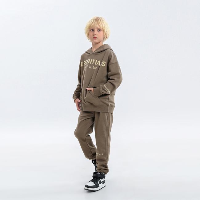Wholesale Long Sleeve Sport T Shirt Pants Custom Kids Sweatshirts and Hoodies Kids Sweat Suits Toddler Boys and Girls Clothing Sets Cotton Ess Letter