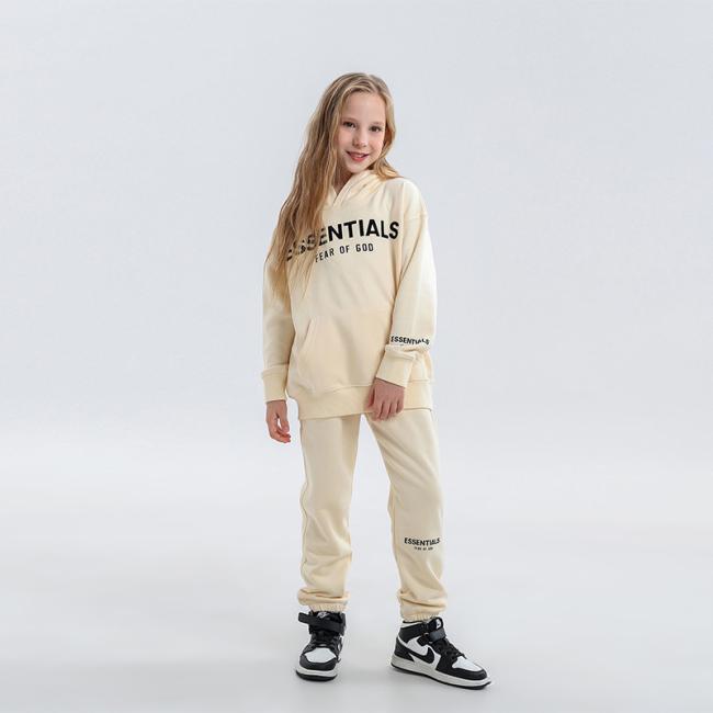 Wholesale Long Sleeve Sport T Shirt Pants Custom Kids Sweatshirts and Hoodies Kids Sweat Suits Toddler Boys and Girls Clothing Sets Cotton Ess Letter
