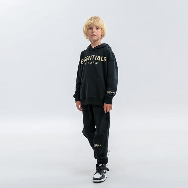 Wholesale Long Sleeve Sport T Shirt Pants Custom Kids Sweatshirts and Hoodies Kids Sweat Suits Toddler Boys and Girls Clothing Sets Cotton Ess Letter