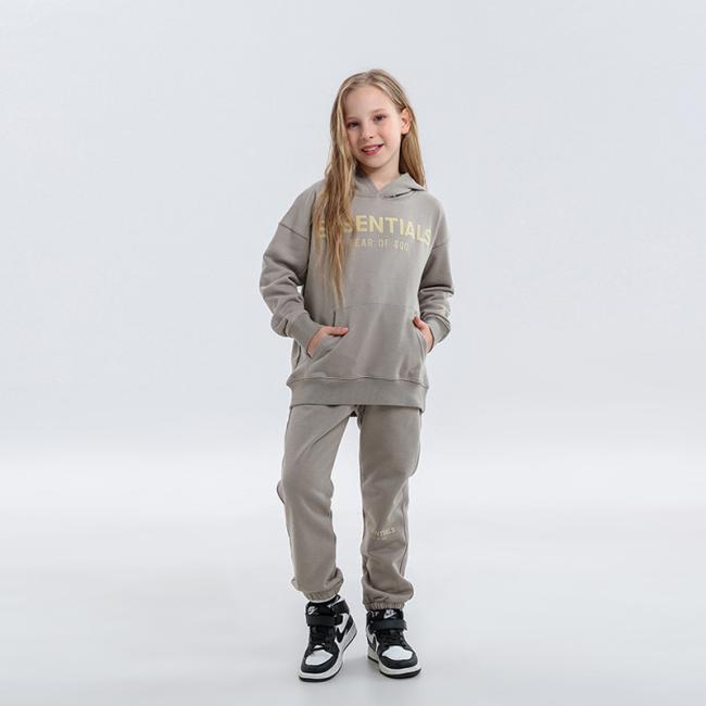 Wholesale Long Sleeve Sport T Shirt Pants Custom Kids Sweatshirts and Hoodies Kids Sweat Suits Toddler Boys and Girls Clothing Sets Cotton Ess Letter