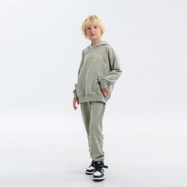 Wholesale Long Sleeve Sport T Shirt Pants Custom Kids Sweatshirts and Hoodies Kids Sweat Suits Toddler Boys and Girls Clothing Sets Cotton Ess Letter