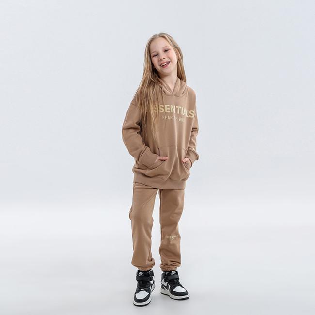 Wholesale Long Sleeve Sport T Shirt Pants Custom Kids Sweatshirts and Hoodies Kids Sweat Suits Toddler Boys and Girls Clothing Sets Cotton Ess Letter