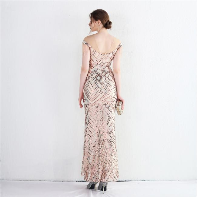 Evening Party Prom Women Dress Sequin Slim Sheath Women Sexy Skinny Wedding Dress China OEM High Quality