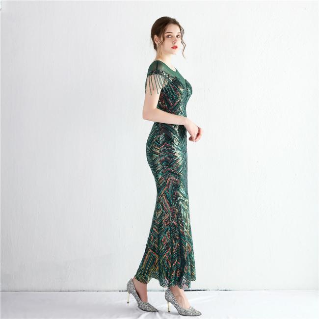 Evening Party Prom Women Dress Sequin Slim Sheath Women Sexy Skinny Wedding Dress China OEM High Quality