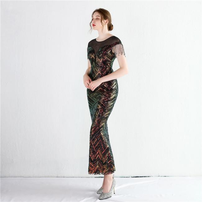Evening Party Prom Women Dress Sequin Slim Sheath Women Sexy Skinny Wedding Dress China OEM High Quality