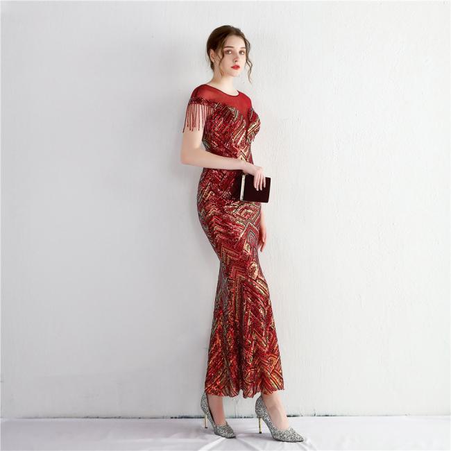 Evening Party Prom Women Dress Sequin Slim Sheath Women Sexy Skinny Wedding Dress China OEM High Quality
