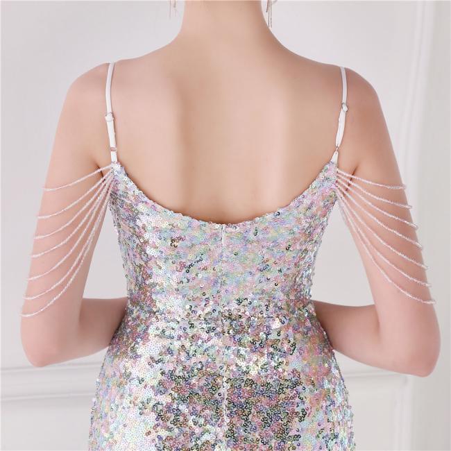 China OEM High Quality Evening Party Prom Women Mermaid Dress Sequin Slim Sheath Women Sexy Skinny Wedding Dress