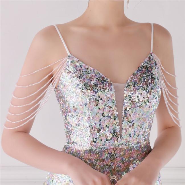 China OEM High Quality Evening Party Prom Women Mermaid Dress Sequin Slim Sheath Women Sexy Skinny Wedding Dress