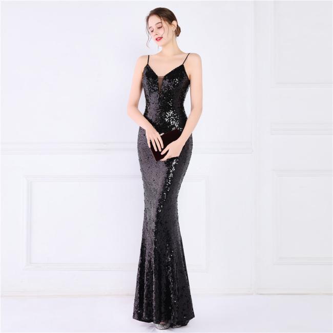 China OEM High Quality Evening Party Prom Women Dress Sequin Slim Sheath Women Sexy Skinny Wedding Dress