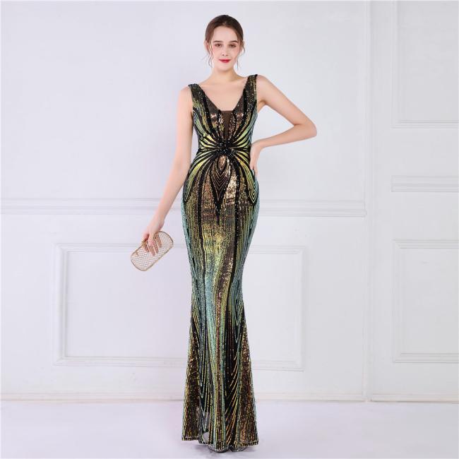 Wedding Dress OEM High Quality Evening Party Prom Women Dress Lady Sequin Gown