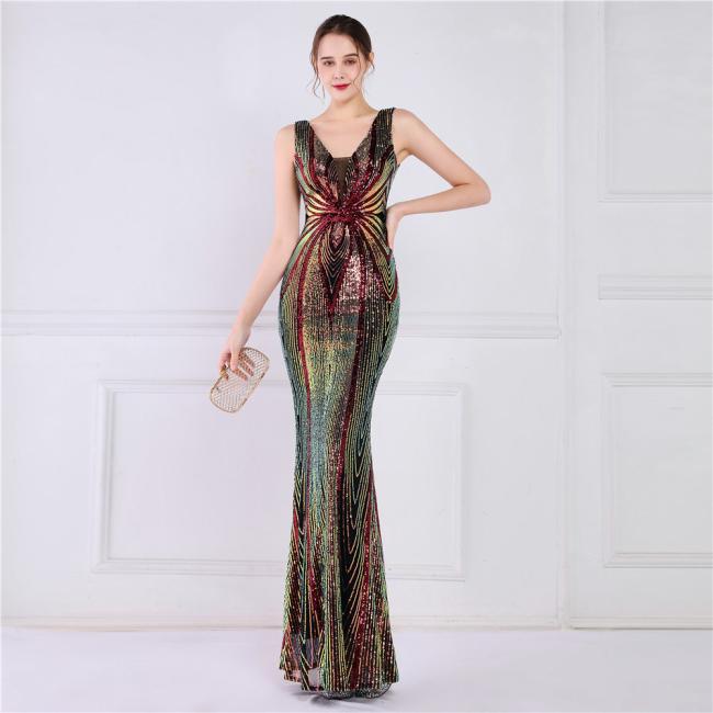 Wedding Dress OEM High Quality Evening Party Prom Women Dress Lady Sequin Gown