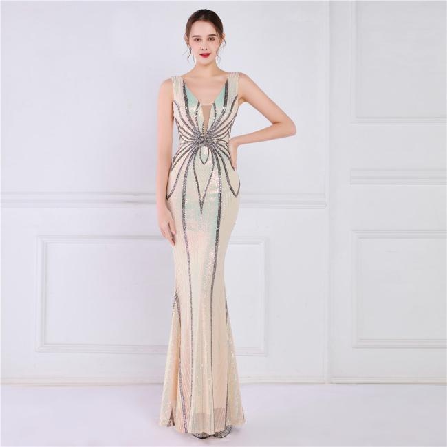 Wedding Dress OEM High Quality Evening Party Prom Women Dress Lady Sequin Gown