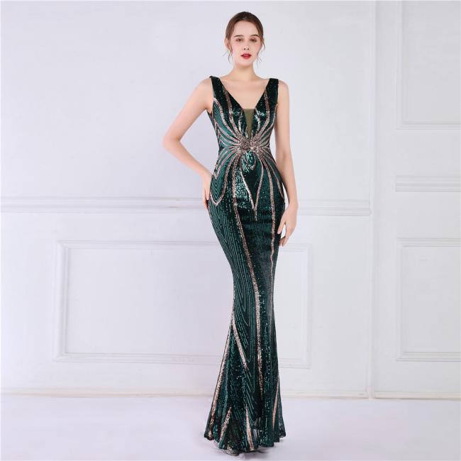Wedding Dress OEM High Quality Evening Party Prom Women Dress Lady Sequin Gown