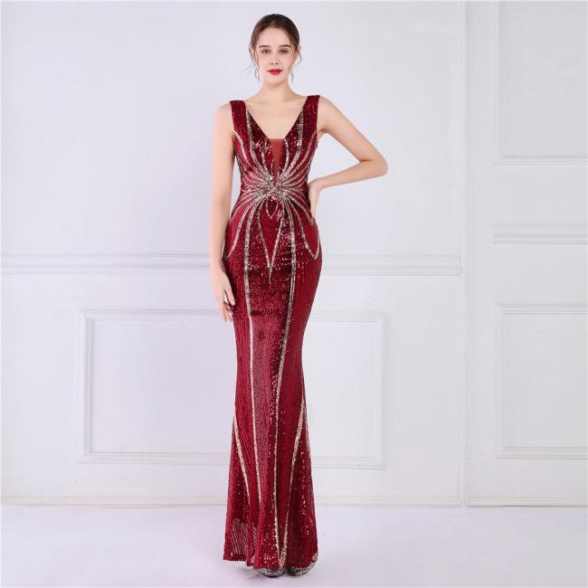Wedding Dress OEM High Quality Evening Party Prom Women Dress Lady Sequin Gown