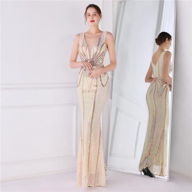 Wedding Dress OEM High Quality Evening Party Prom Women Dress Lady Sequin Gown
